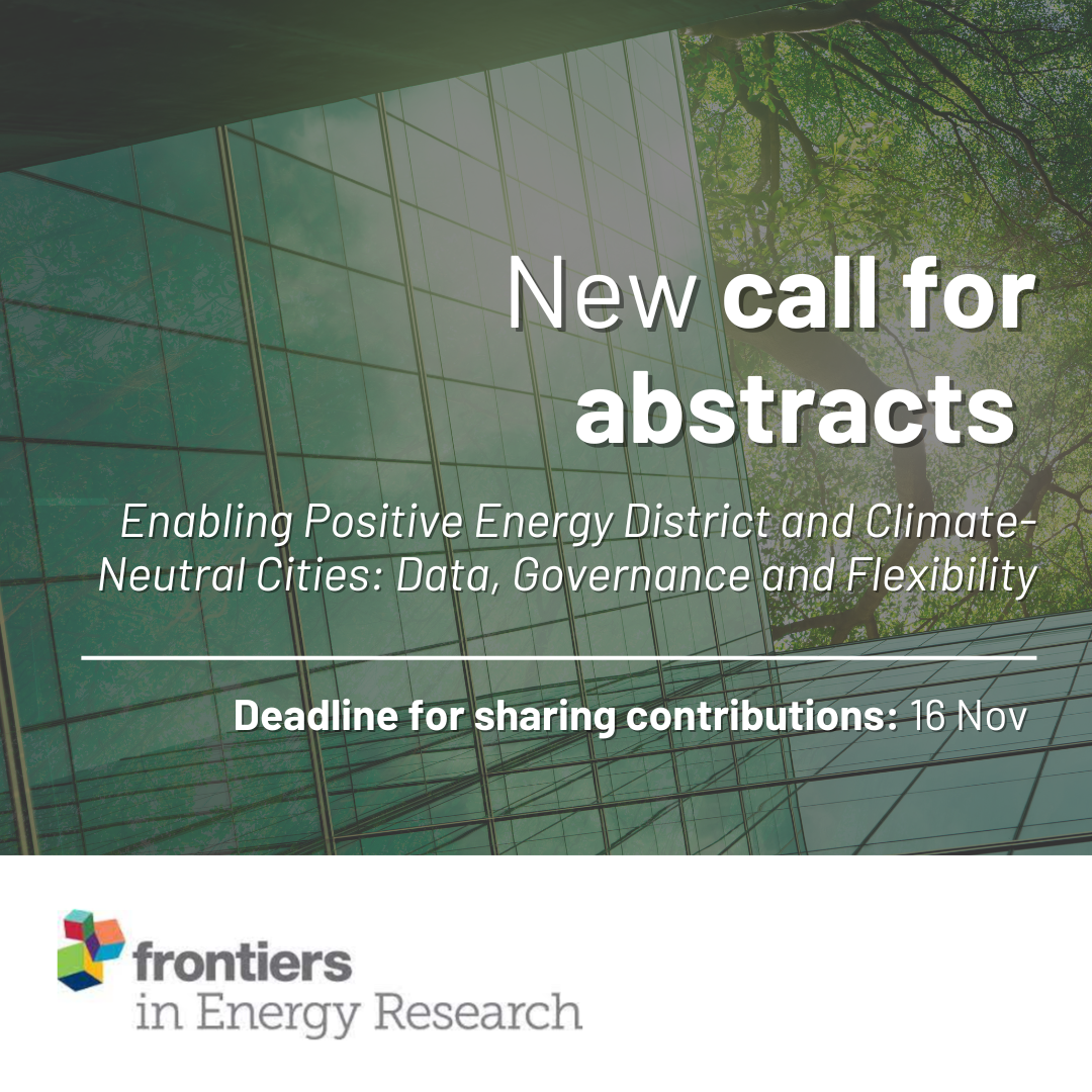 Call for Abstracts: Enabling Positive Energy District and Climate-Neutral Cities: Data, Governance and Flexibility
